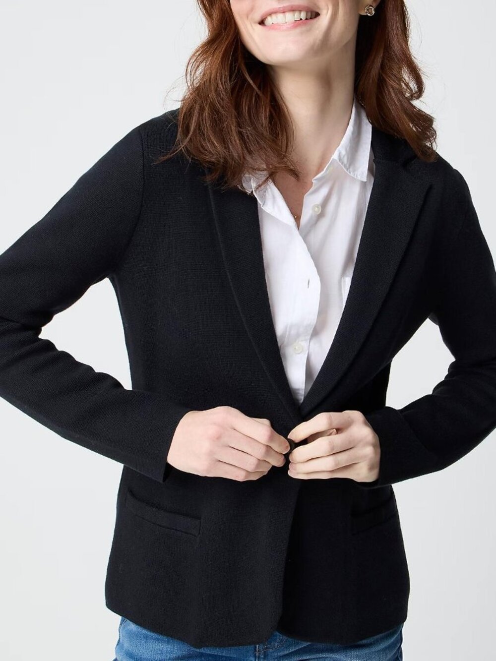 J. Crew Factory Schoolboy sweater blazer black cotton cardigan preppy academia S
